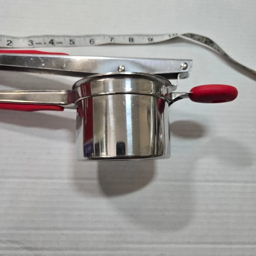 Bellemain Stainless Steel Potato Ricer Masher Red Silicone Grip Fruit Press